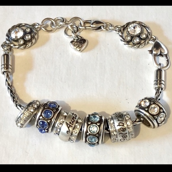 🆕 Brighton Aunt bead in brushed silver with clear crystal accents Retired NWOT - Picture 5 of 6